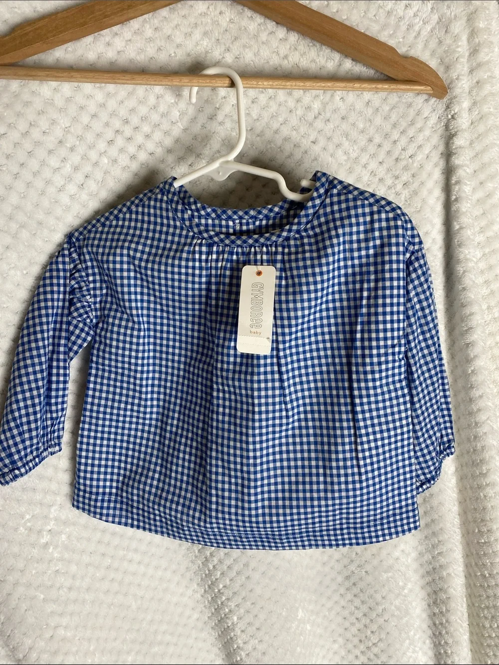 Gymboree Baby Blue and White Gingham Print Blouse Shirt